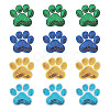 12Pcs 4 Colors Pawprint Polyester & Sequin Cloth Iron on Sew on Patches PATC-TA0001-63-1