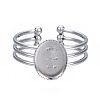 Non-Tarnish 304 Stainless Steel Open Cuff Finger Ring Cabochon Settings STAS-T060-07P-1