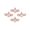 Brass Pave Glass Rhombus Links Connector Charms GLAA-Q088-001A-1