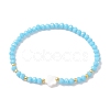 Flower Natural Shell & Glass & Seed Beaded Stretch Bracelet BJEW-JB10183-3