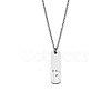 304 Stainless Steel Rectangle with Laser Cut Initial Pendant Necklaces FS-WG71FEF-22-1