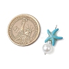 Dyed Synthetic Turquoise Starfish & ABS Plastic Imitation Pearl Pendants PALLOY-JF03794-2
