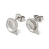 Twist Flat Round Brass Stud Earring Findings KK-M270-35P-1