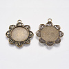 Tibetan Style Pendant Cabochon Settings X-TIBE-A21387-AB-FF-2