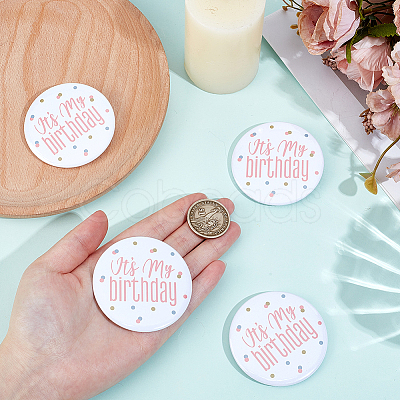 4Pcs It's My Birthday Tinplate Brooches JEWB-CN0001-12A-1