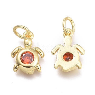 Brass Micro Pave Cubic Zirconia Pendants KK-P187-12-G-1