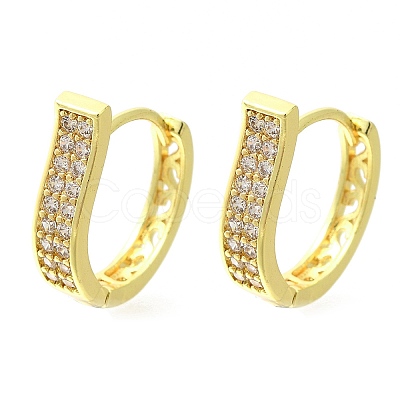 Brass Clear Cubic Zirconia Hoop Earrings EJEW-M047-16G-1