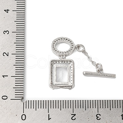 Brass Micro Pave Clear Cubic Zirconia Toggle Clasps KK-N254-87P-1