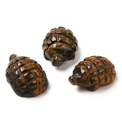 Natural Tiger Eye Carved Hedgehog Statues Ornament DJEW-C019-03C-1