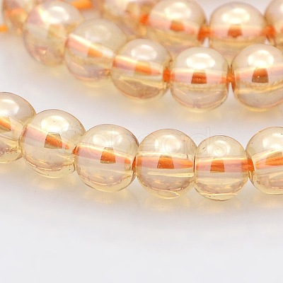 Pearl Luster Plated Glass Round Beads Strands GLAA-A025-6mm-PL01-1