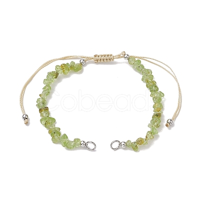 Natural Peridot Chip Nylon Braided Beaded Bracelet Making AJEW-JB01296-02-1