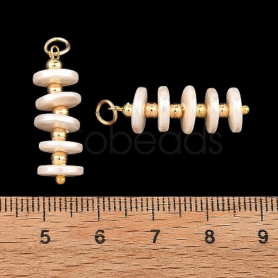 Electroplated Shell Pearl & Brass Pendants PALLOY-JF06078-1