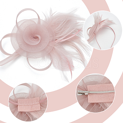 Polyester & Fether Hair Accessories AJEW-WH0031-31B-1