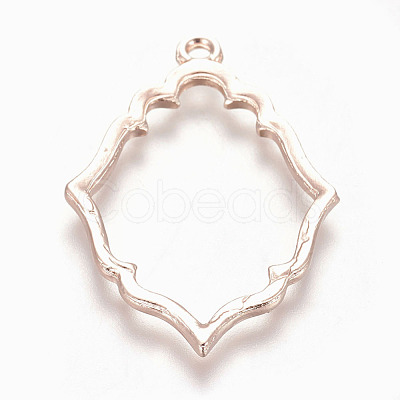 Rack Plating Alloy Open Back Bezel Pendants X-PALLOY-Q351-06RG-FF-1