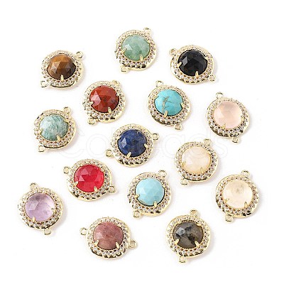 Natural & Synthetic Mixed Gemstone Faceted Connector Charms G-H323-03G-1
