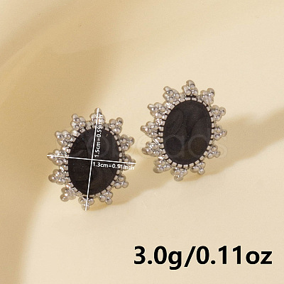 304 Stainless Steel Sunflower Stud Earrings FC3127-1-1