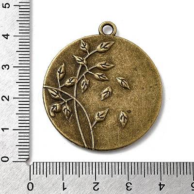 Tibetan Alloy Carved Leaf Pendant Cabochon Bezel Settings TIBEP-M018-86AB-NF-1