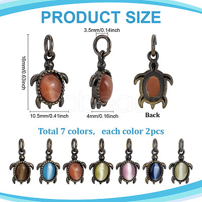 14Pcs 7 Colors Brass Pendants KK-PH0013-73-1