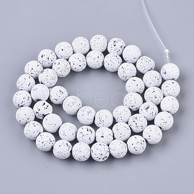 Spray Painted Natural Lava Rock Beads Strands G-N0324-D-10-1