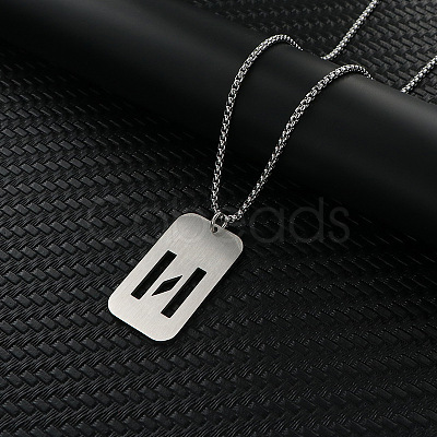 Rectangle with Hollow Out Letter 201 Stainless Steel Pendant Necklaces FS-WG34D20-05-1