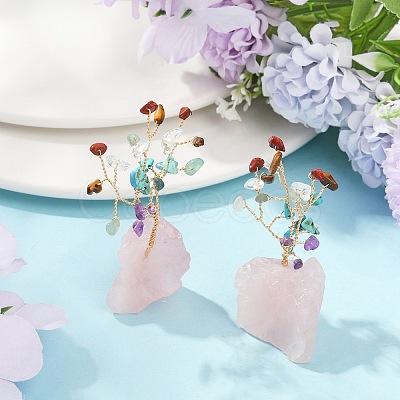 Natural Mixed Gemstone Chips Tree of Life Display Decorations AJEW-JD00015-03-1