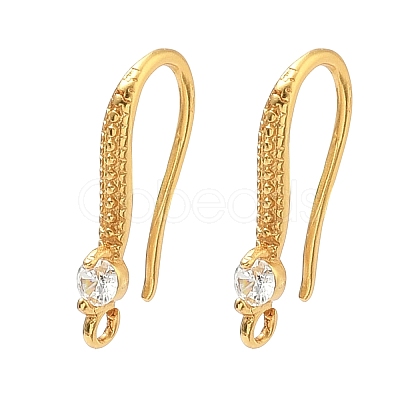 Brass Clear Cubic Zirconia Earring Hooks KK-H532-23G-1