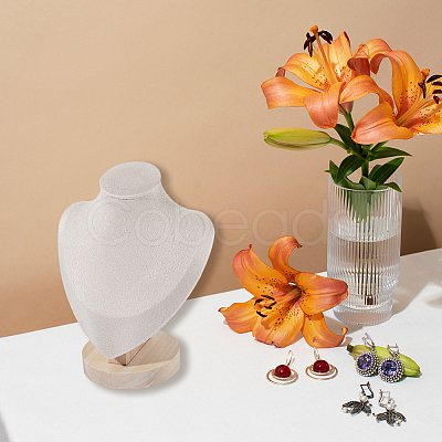 Bust Shaped Beech Covered with Velvet Necklace Display Stands NDIS-WH20010-02A-1