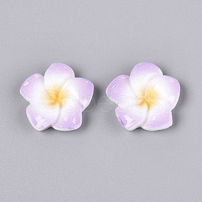Plumeria Flower Opaque Resin Cabochons CRES-T025-30E-02-1