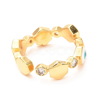 Evil Eye Golden Enamel Cuff Rings for Women KK-G404-06B-G-1