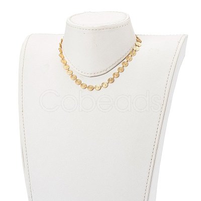 Brass Flat Round Link Chain Necklaces NJEW-JN03361-1