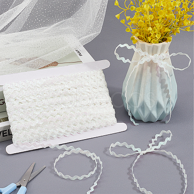 3 Rolls Polyester Glitter Wavy Fringe Trim Ribbon OCOR-GF0004-45B-1