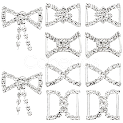 10Pcs 5 Styles Iron & Brass Brass Crystal Rhinestone Shoe Decoration FIND-HY0003-99-1