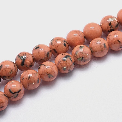 Sea Shell and Synthetic Turquoise Assembled Beads Strands G-G758-12-8mm-1