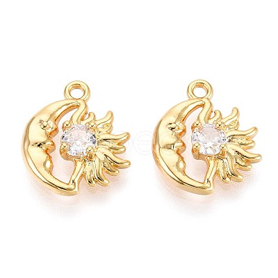 Brass Micro Pave Cubic Zirconia Charms KK-N263-94A-G-1