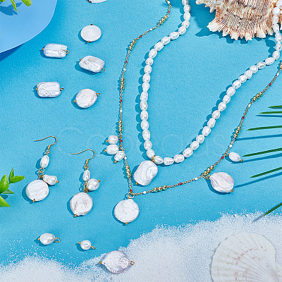 20Pcs 5 Style Natural Pearl Pendants PALLOY-PH01822-1