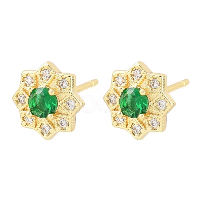 Brass Micro Pave Cubic Zirconia Stud Earrings for Women KK-A305-03G-06-1