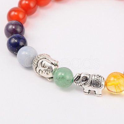 Stretch Buddhist Jewelry Multi-Color Gemstone Chakra Bracelets BJEW-JB01690-05-1
