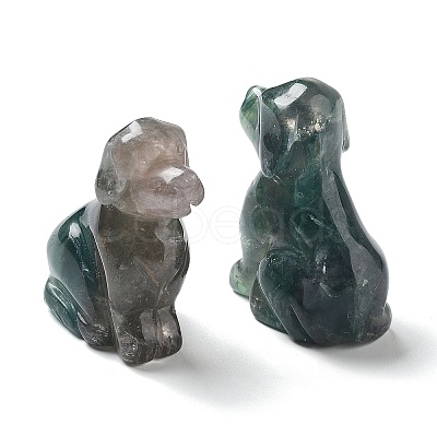 Natural Fluorite Carved Healing Dog Figurines DJEW-F025-01B-1