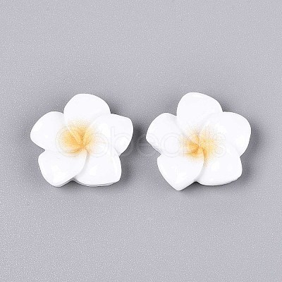 Plumeria Flower Opaque Resin Cabochons CRES-T025-30A-02-1