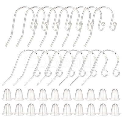 16Pcs 2 Styles 925 Sterling Silver Earring Hooks STER-ME0001-23-1