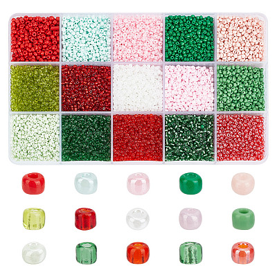 15 Colors Glass Seed Beads SEED-HY0001-15B-1