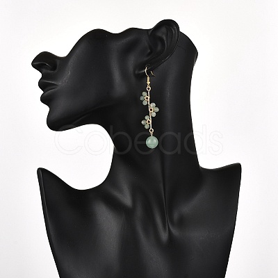 Natural Green Aventurine Earrings Dangle Earrings EJEW-TA00653-03-1