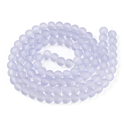 Baking Paint Lilac Frosted Round Transparent Glass Bead Strands X-GLAA-S031-8mm-25-1