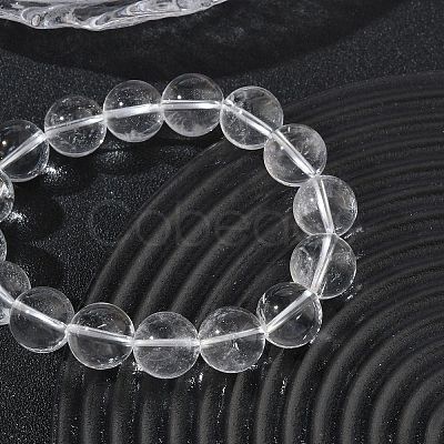 Natural Quartz Crystal Round Beaded Stretch Bracelets GG-CBA12F1-02E-12-1