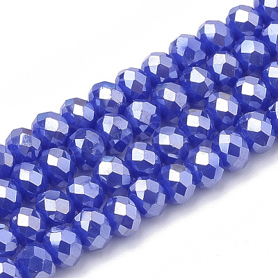 Electroplate Glass Beads Strands EGLA-Q115-6x4mm-M-1