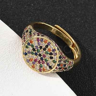 Brass Micro Pave Cubic Zirconia Cuff Rings for Women RJEW-A069-13G-01-1