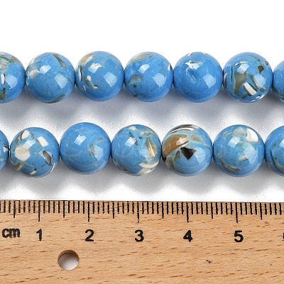 Assembled Synthetic Stone and Trochus Shell Beads Strands G-B128-08D-08-1