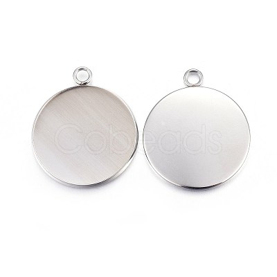 Tarnish Resistant 304 Stainless Steel Pendant Cabochon Settings LS-STAS-F191-14P-H-1