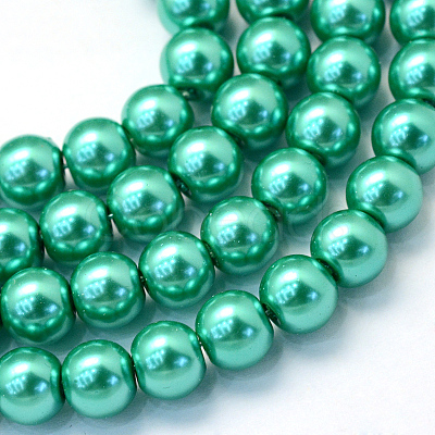 Baking Paint Pearlized Glass Pearl Round Bead Strands X-HY-Q003-4mm-29-1
