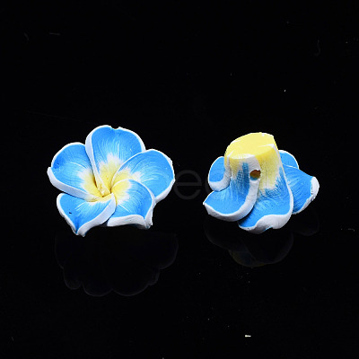 Handmade Polymer Clay 3D Flower Plumeria Beads CLAY-Q192-15mm-05-1